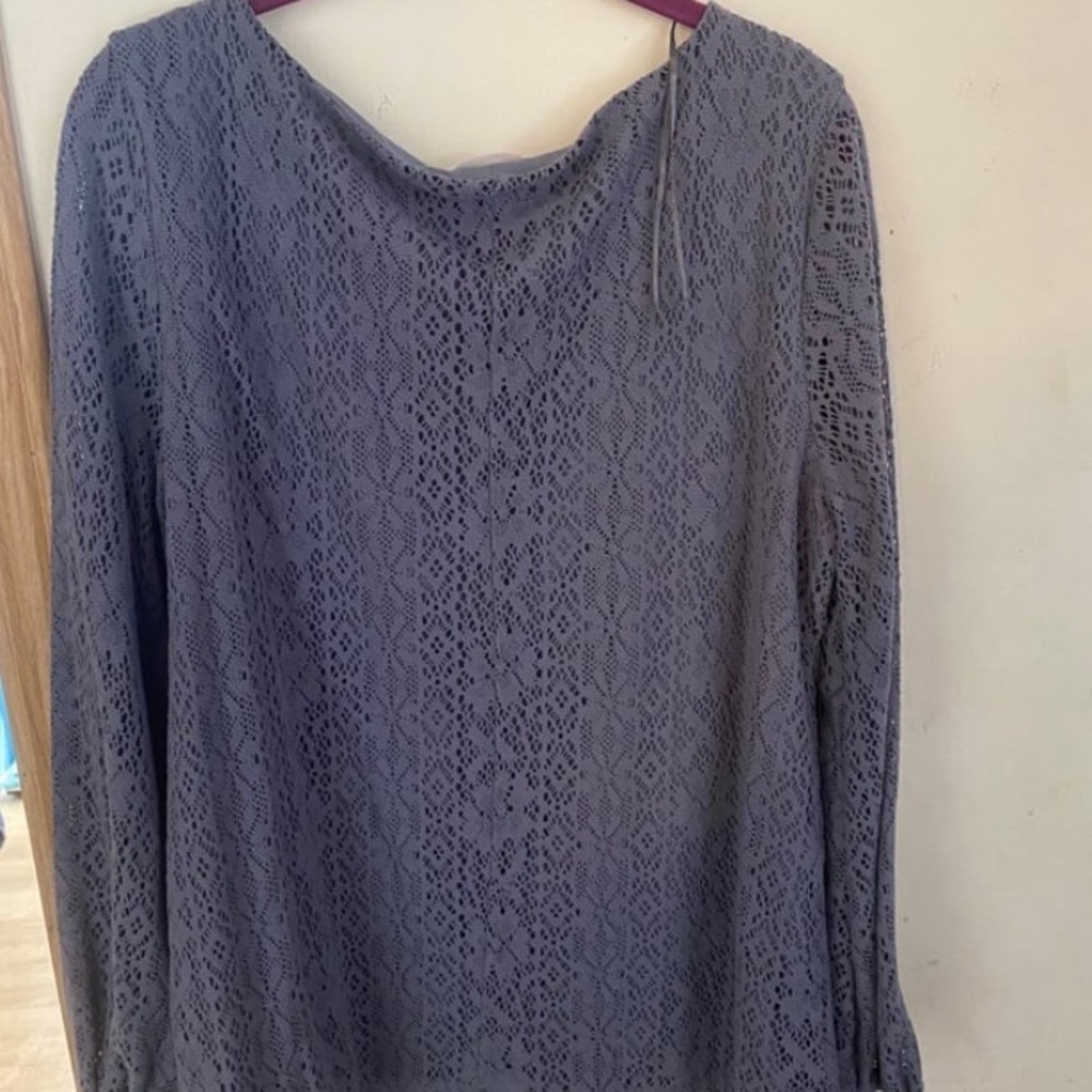 LC Lauren Conrad Lace Blouse in Soft Gray